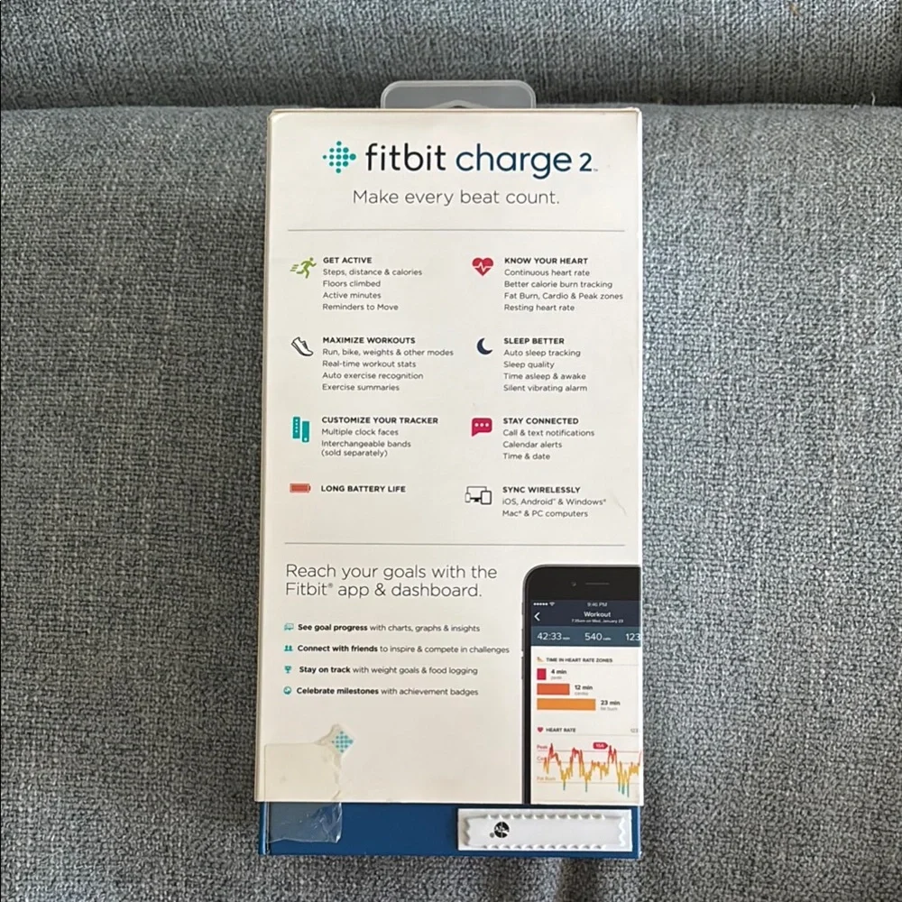 Brand New Fitbit Charge 2 Black Heart Rate Wristband